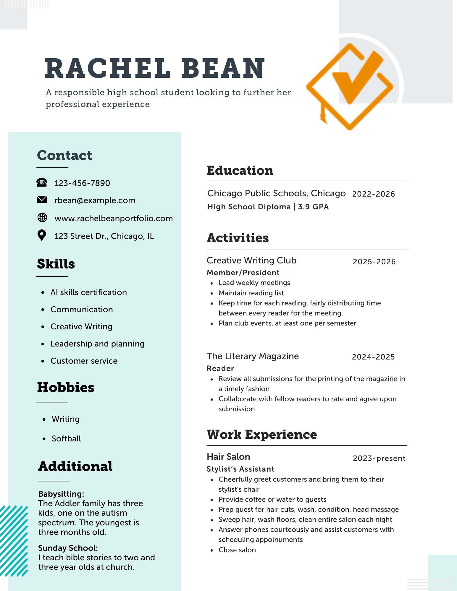 High School Resume Example