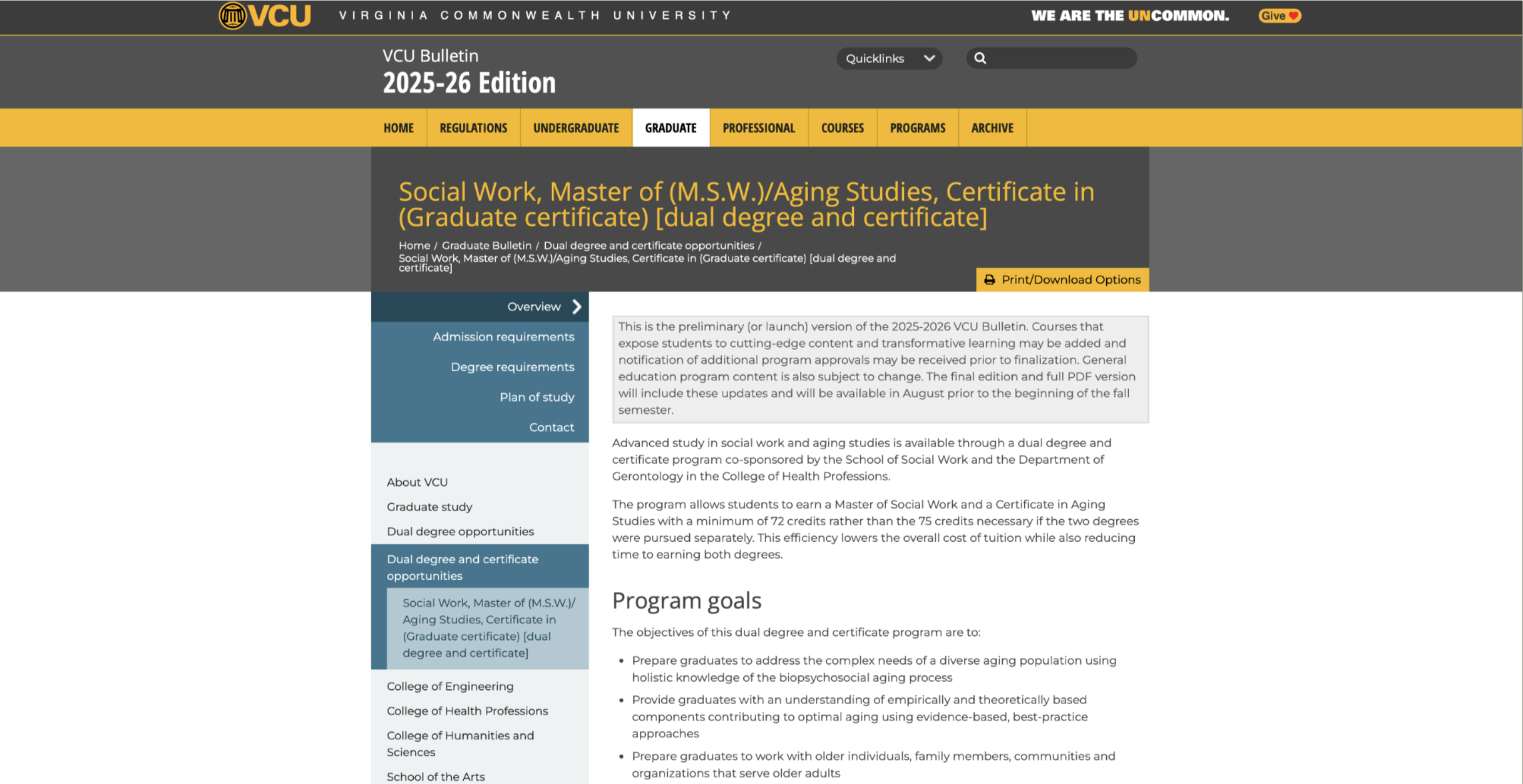 VCU Social Work MSW Page