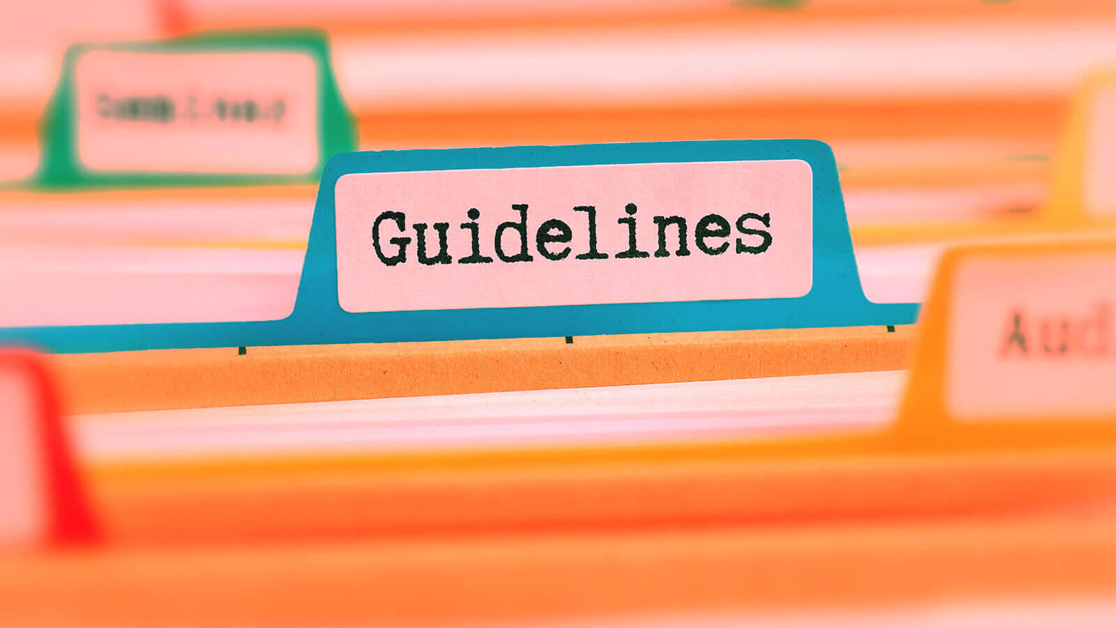File folder tabs highlighting one labeled, "Guidelines".
