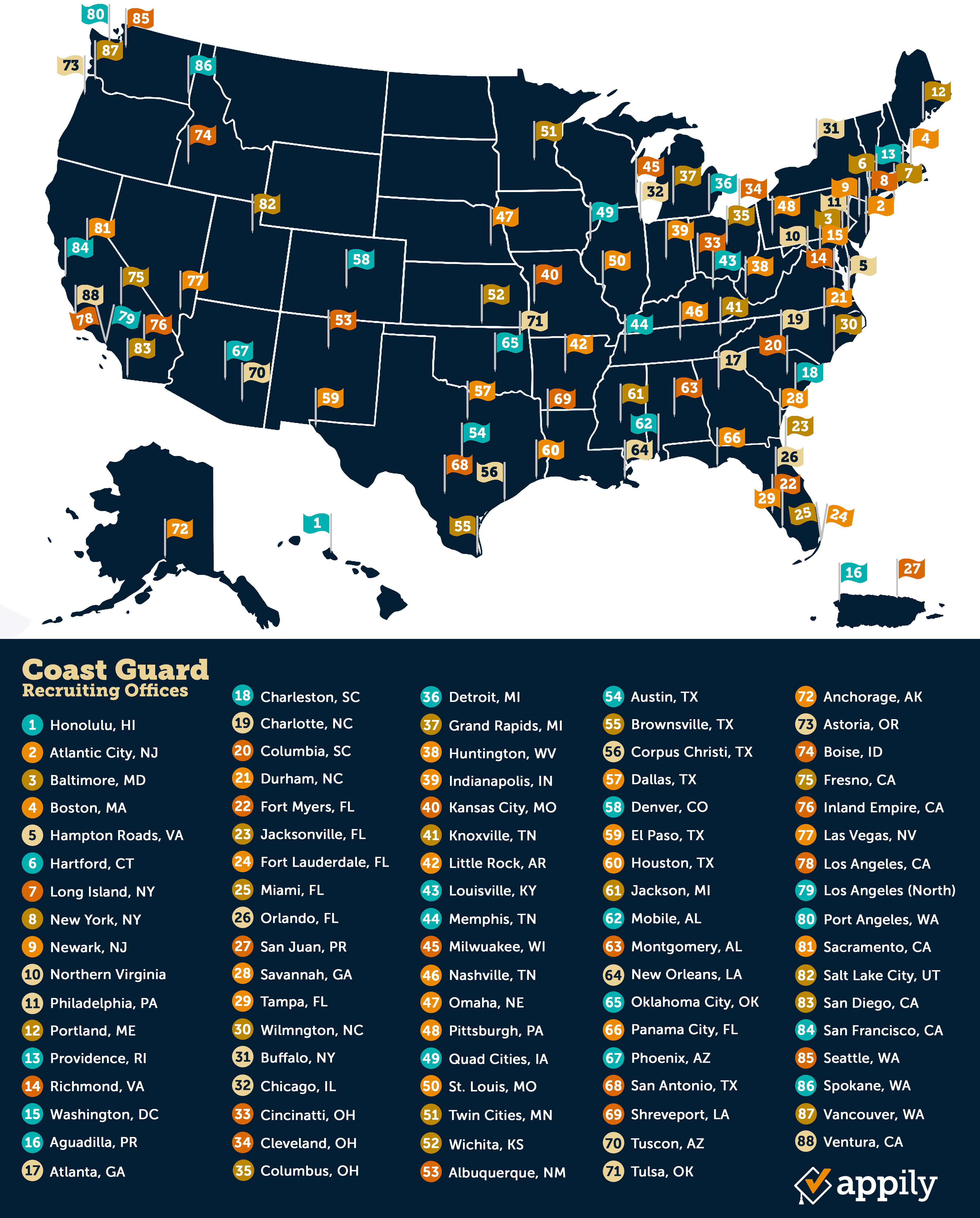 Coast Guard Recruiter's Map