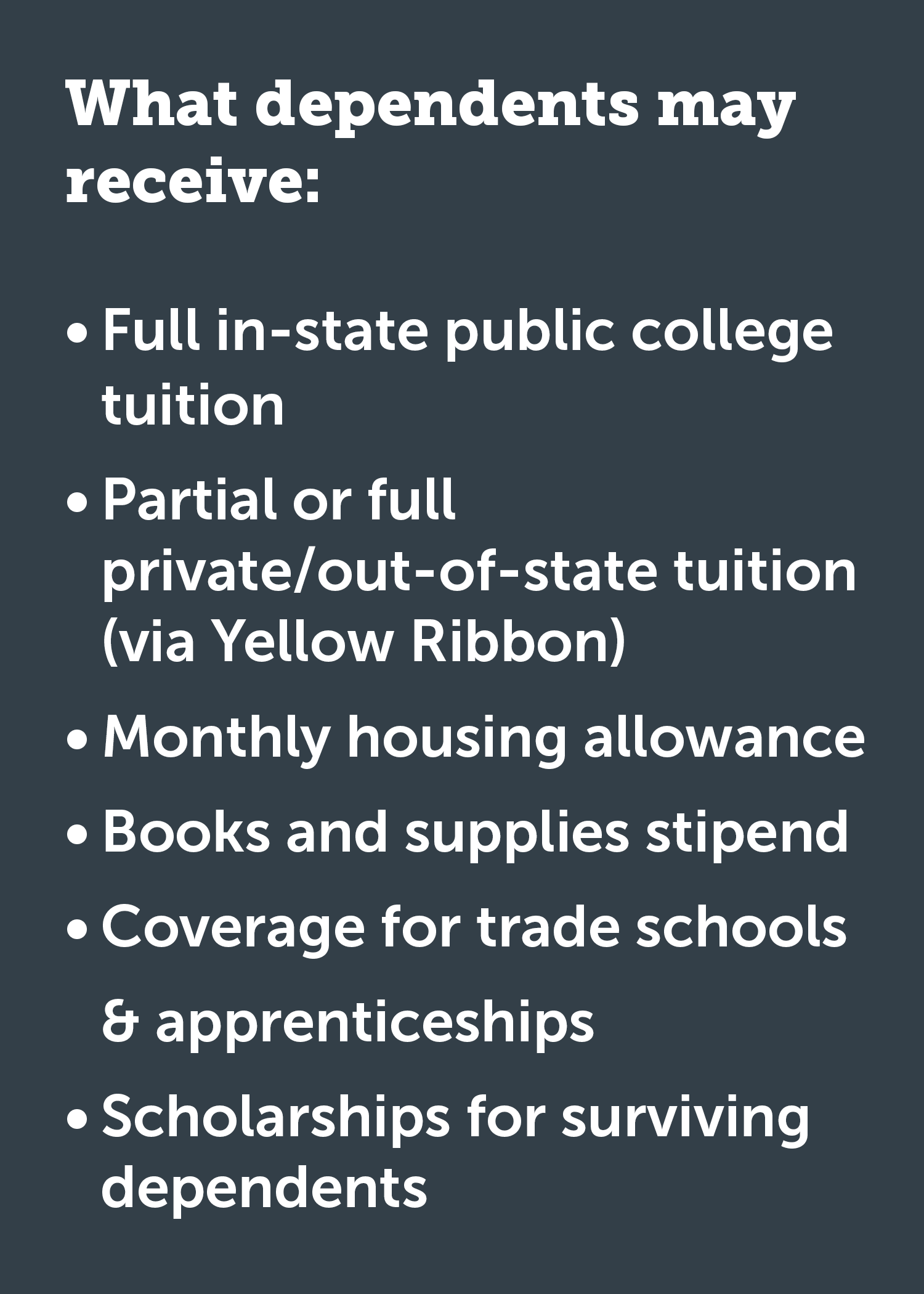 GI Bill Benefits at a Glance