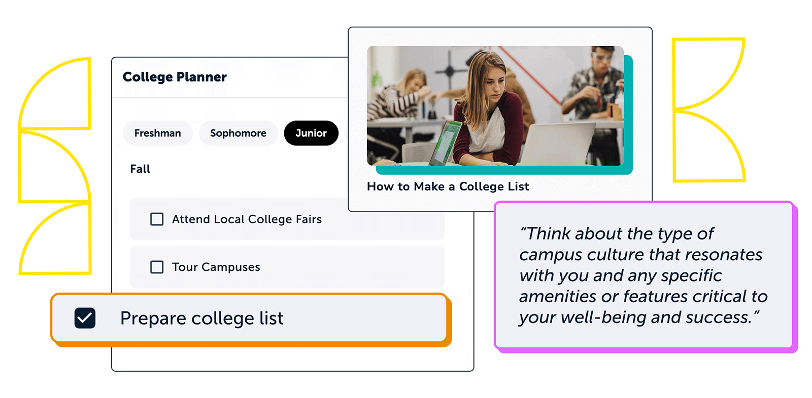 Appily's digital college planner interface