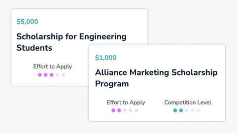 a screenshot of example information on scholarships