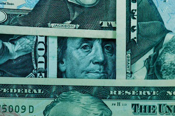 overlapping dollar bills
