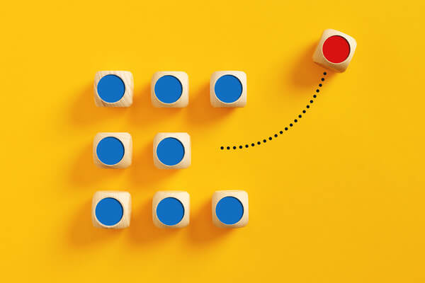 small little blocks with blue and red on the top