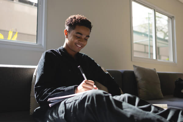 a student studies for the AP exam