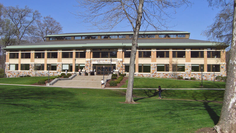 A picture of the library at the Fairfield University campus. 