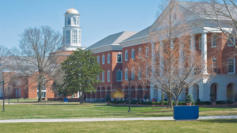 A view of a campus building at Christopher Newport University