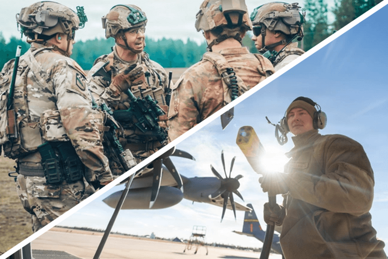 Army vs. Air Force in a two part image