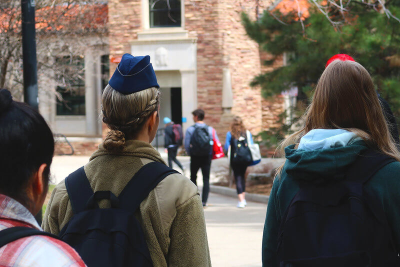 an ROTC student wears their uniform on campus