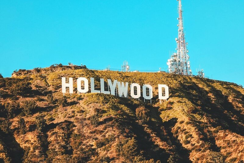 the Hollywood sign on the big hill in California