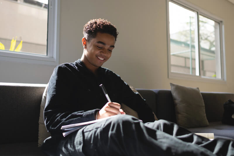 a student studies for the AP exam