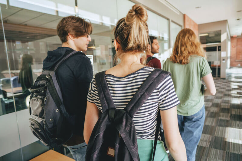 students walking together during a campus visit
