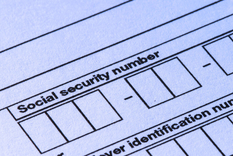 a form that needs to be filled out with a block for a social security number