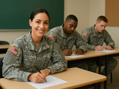 Military Students taking a test
